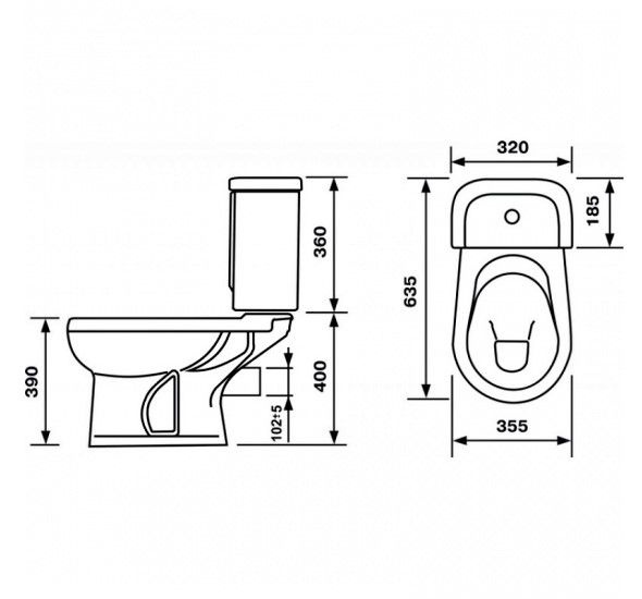 Унитаз Оскольская Керамика Дора Синий Горизонтальный Выпуск