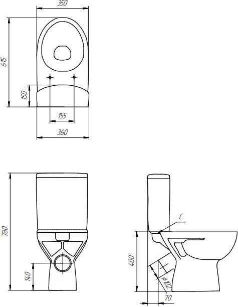 Унитаз Cersanit Yalla Clean On 011 3/6 DPL EO безободковый Выпуск Горизонтальный