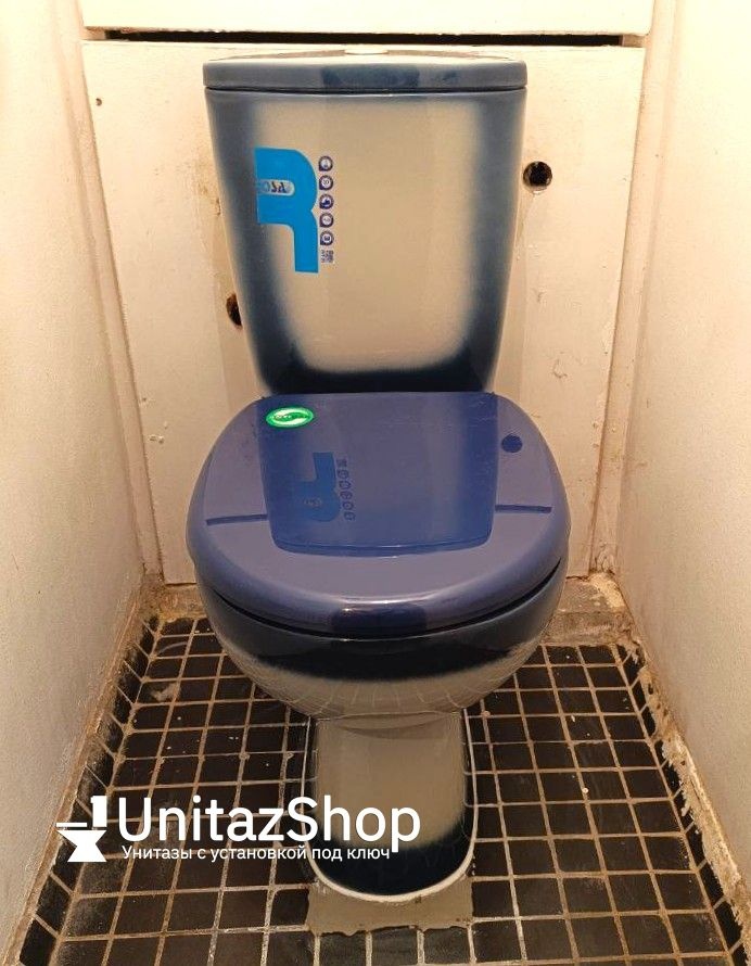 Унитаз Кировская Керамика Rosa Уют Синий Декор Выпуск Косой