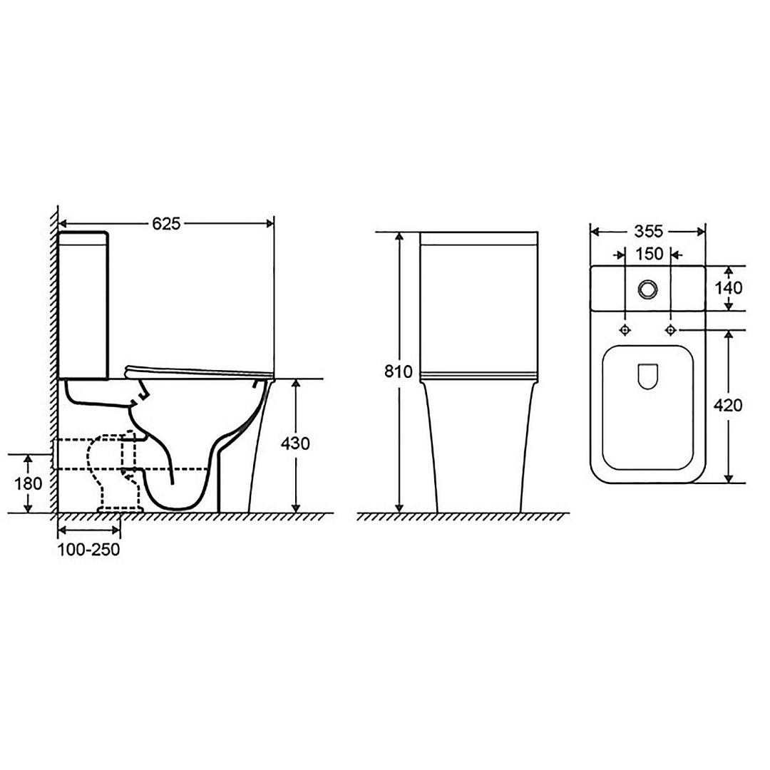 Унитаз Azario VELISE AZ-1222A Горизонтальный Выпуск