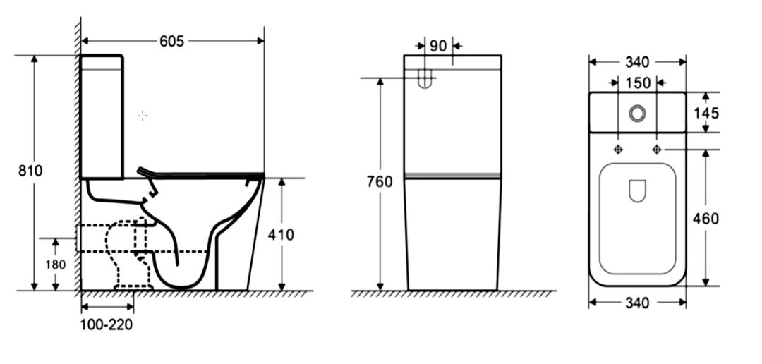 Унитаз Azario Quadro AZ-2175 Безободковый Выпуск Горизонтальный