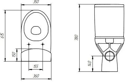 Унитаз Cersanit Yalla Clean On 011 3/6 DPL EO безободковый Выпуск Горизонтальный