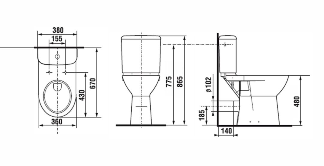 Унитаз Roca Access Высокая чаша ZRU9307684 Горизонтальный Выпуск
