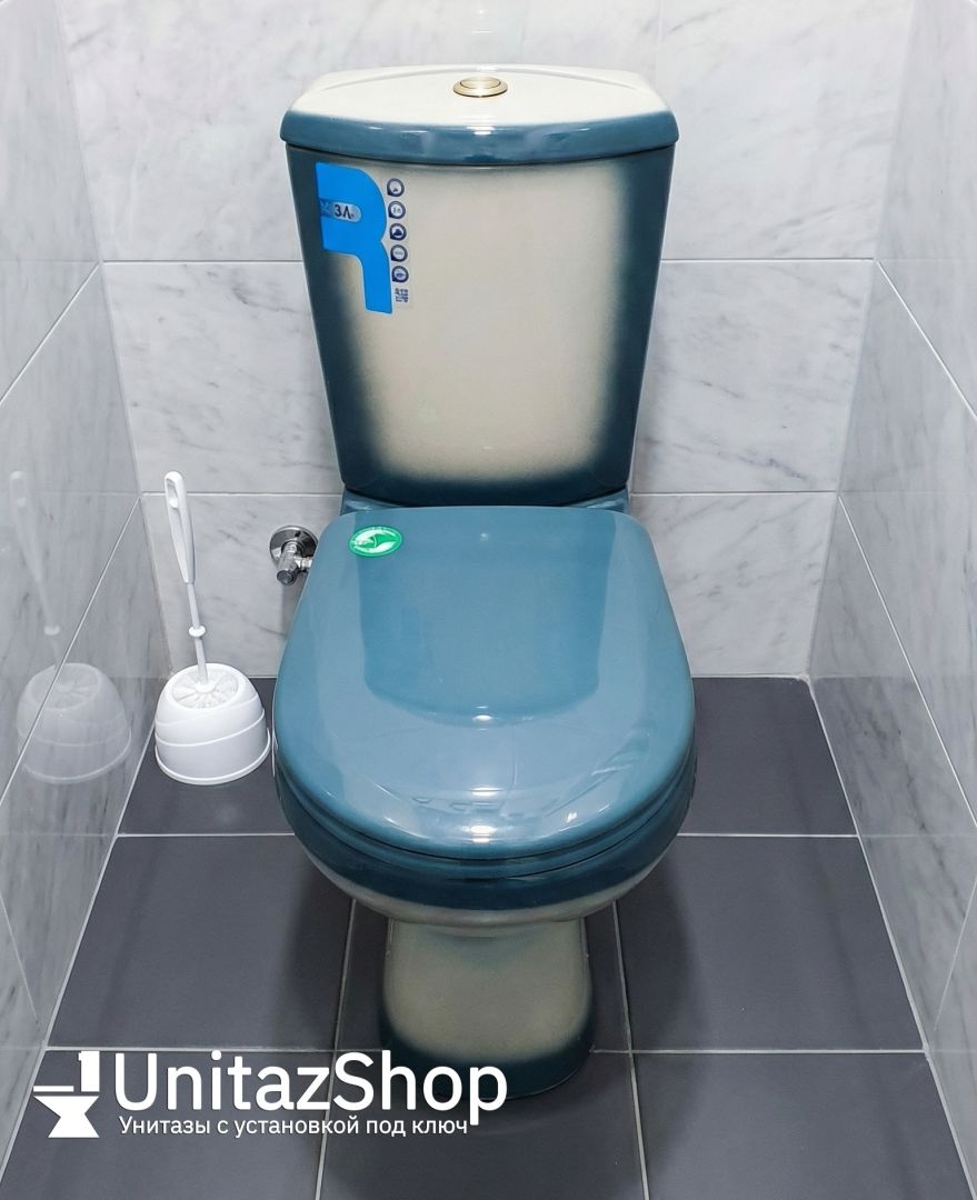 Унитаз Кировская Керамика Rosa Комфорт Зеленый Декор Косой Выпуск