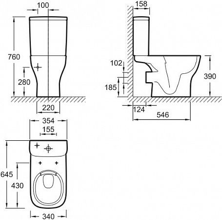Унитаз Jacob Delafon Struktura Rimless Горизонтальный Выпуск