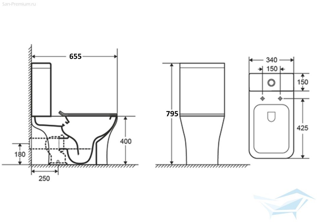 Унитаз Aquatek Optima T Square Торнадо Безободковый Горизонтальный Выпуск