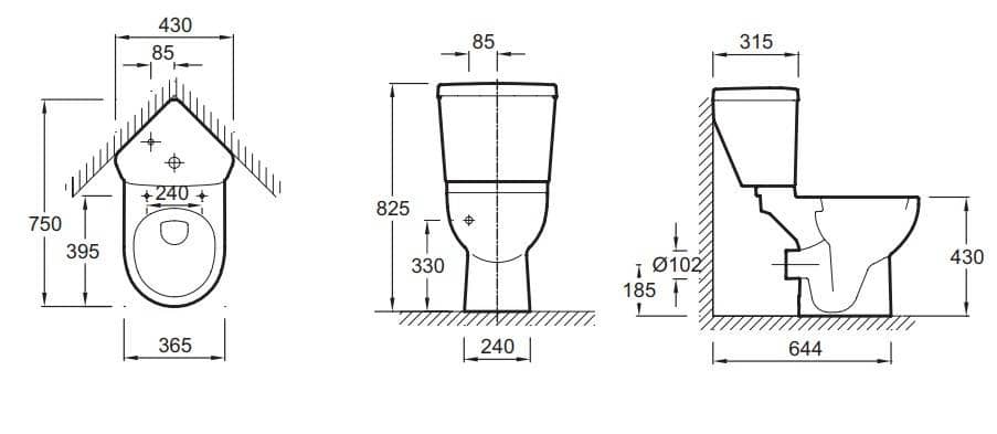 Унитаз Jacob Delafon Odeon Up Горизонтальный Выпуск Угловой Бачок