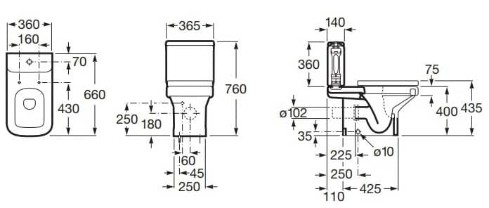 Унитаз Roca Dama-N Горизонтальный Выпуск