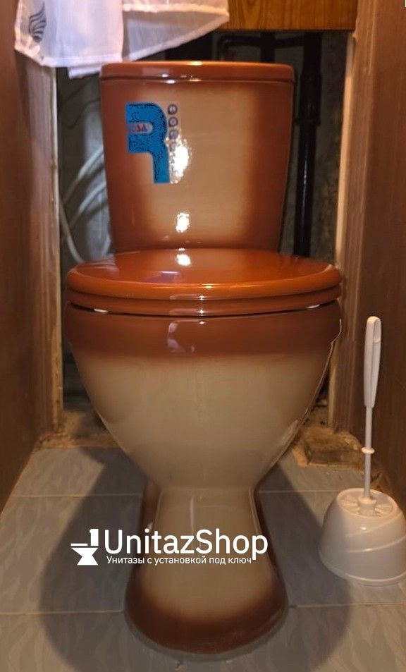 Унитаз Кировская Керамика Rosa Лира Коричневый Декор Косой Выпуск