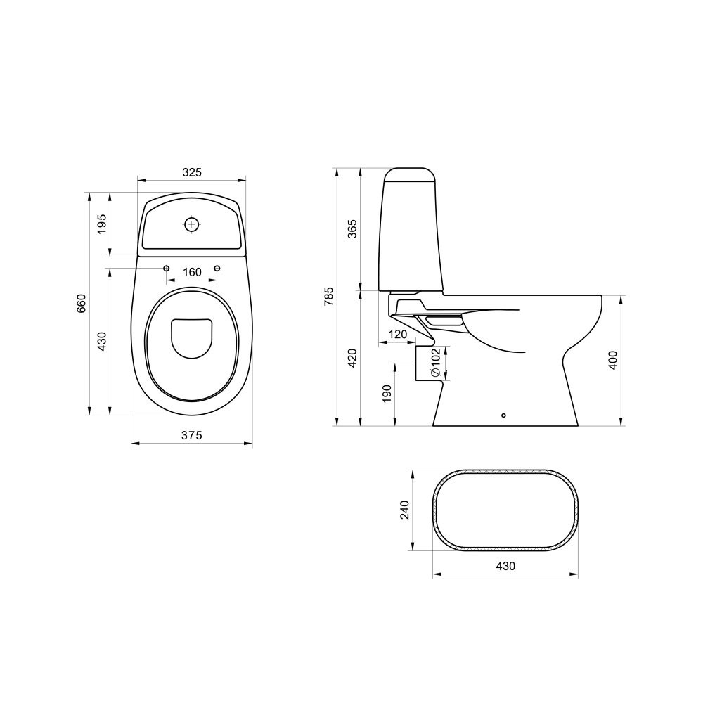 Унитаз Сантек Цезарь Горизонтальный Выпуск
