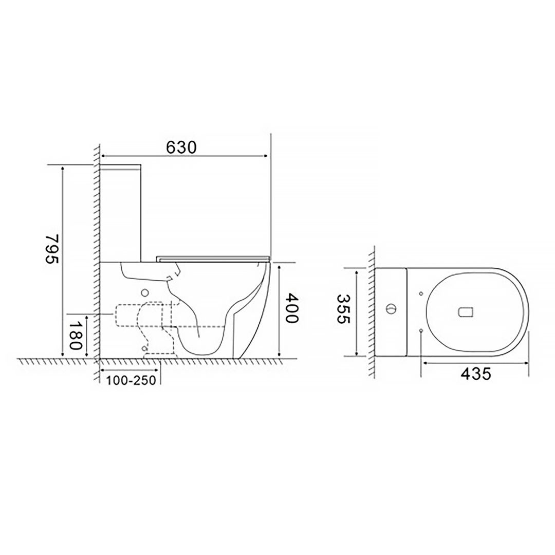 Унитаз Azario Azario BONELLE AZ-1229A Безободковый  Горизонтальный Выпуск