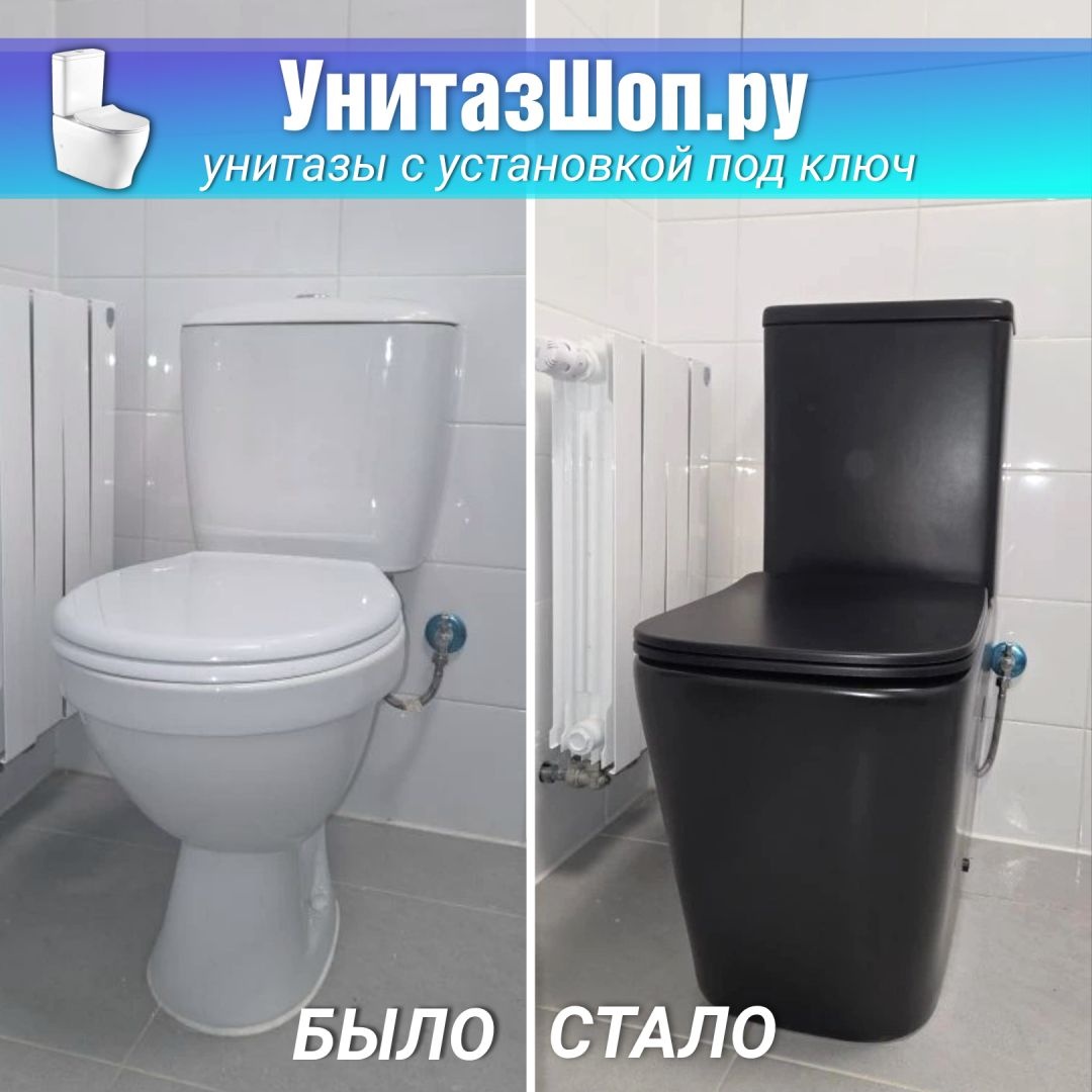 Унитаз Azario Black King AZ-8303D Горизонтальный Выпуск