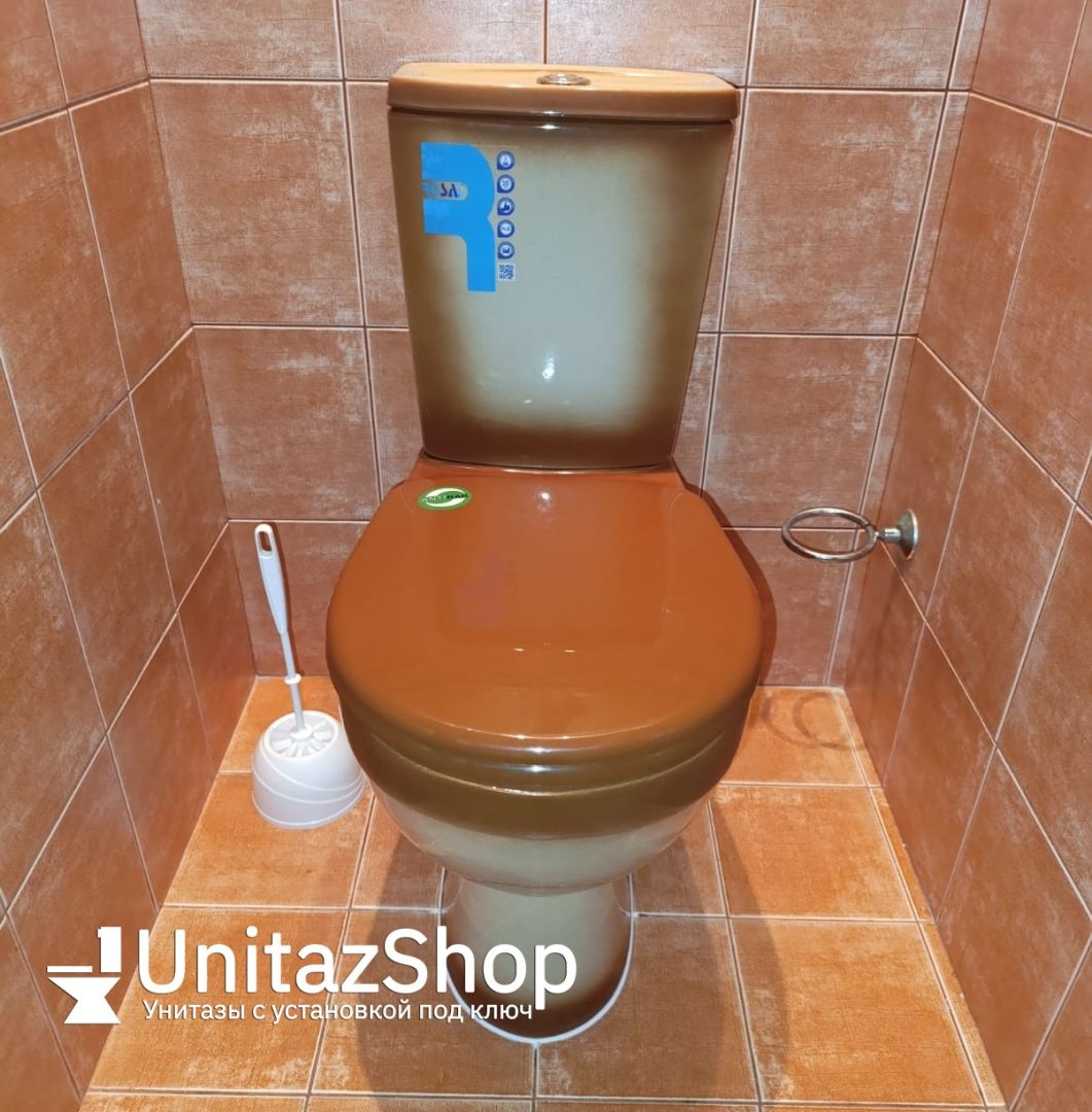Унитаз Кировская Керамика Rosa Рио Коричневый Декор Горизонтальный Выпуск