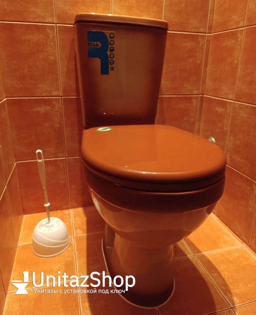 Унитаз Кировская Керамика Rosa Рио Коричневый Декор Горизонтальный Выпуск