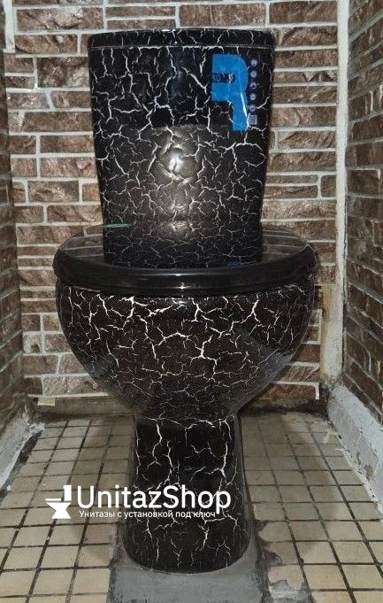 Унитаз Кировская Керамика Rosa Уют Черный Кракелюр