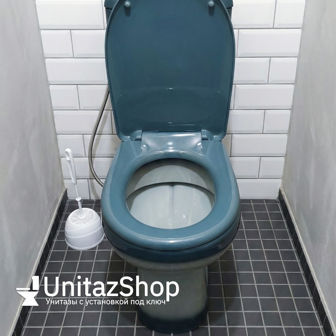 Унитаз Кировская Керамика Rosa Комфорт Зеленый Декор Косой Выпуск