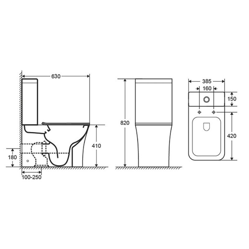 Унитаз Azario ANTEO SQUARE AZ-1218A Горизонтальный Выпуск