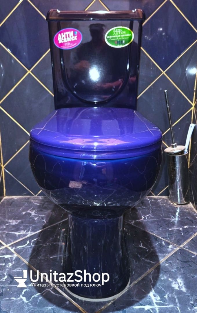 Унитаз напольный Оскольская Керамика Ирида Синий Выпуск Горизонтальный