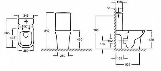 Унитаз Jacob Delafon Vox Горизонтальный Выпуск