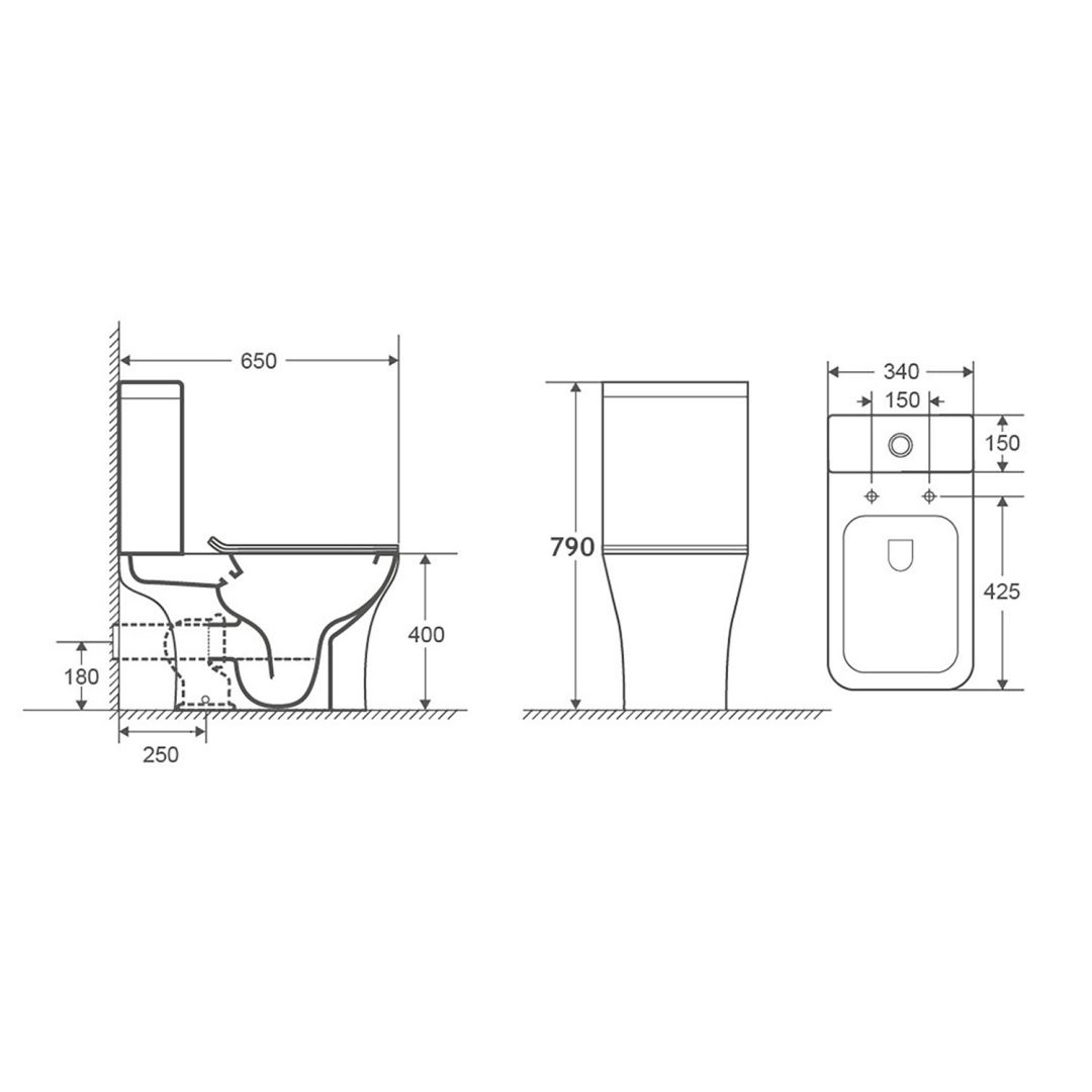 Унитаз Azario FRETTA SQUARE AZ-5121 Безободковый Выпуск Горизонтальный