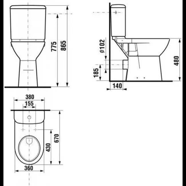 Унитаз Jika Olymp Горизонтальный Выпуск Высокая чаша