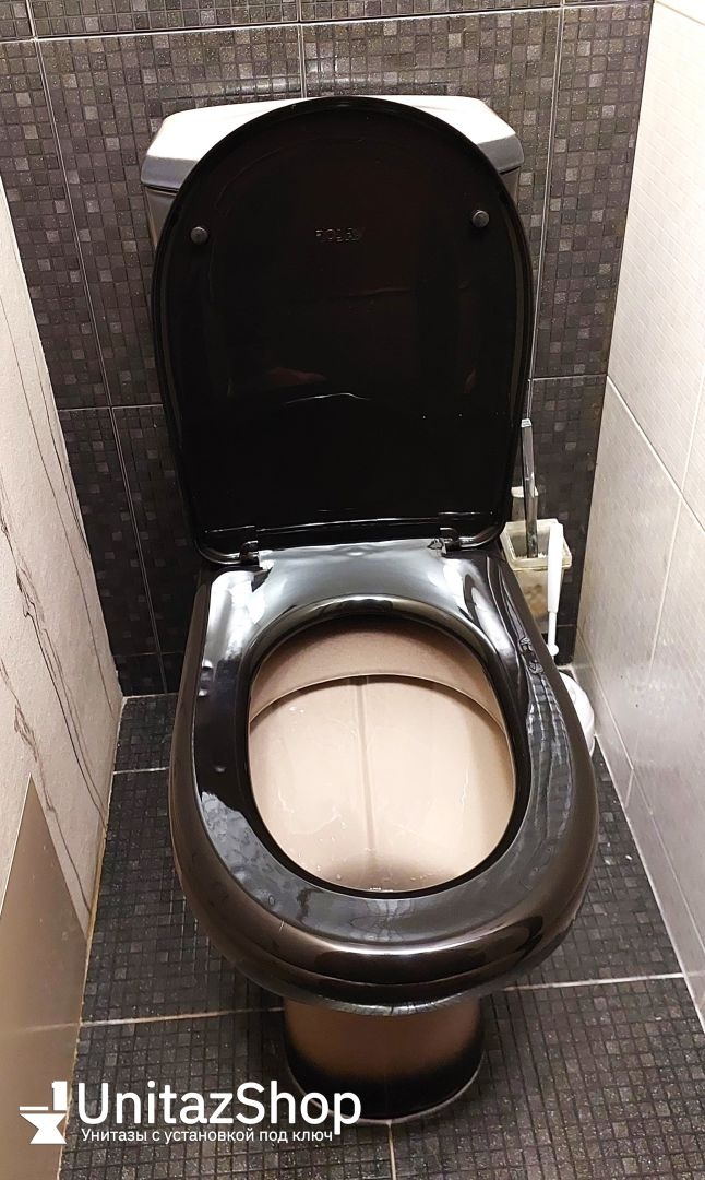 Унитаз Кировская Керамика Rosa Комфорт Черный Декор Косой Выпуск