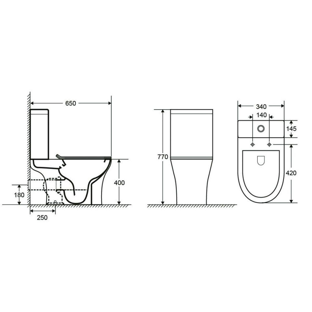 Унитаз  Azario Fretta Round AZ-1217A Безободковый Выпуск Горизонтальный