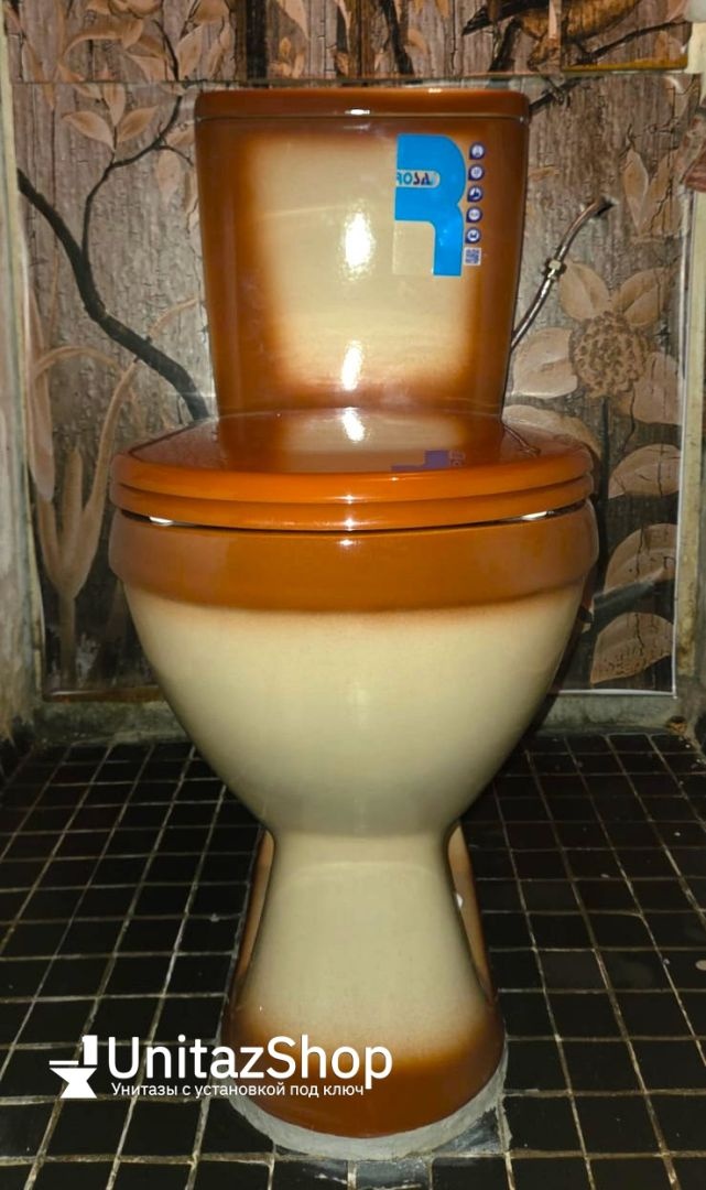 Унитаз Кировская Керамика Rosa Лира Коричневый Декор Косой Выпуск