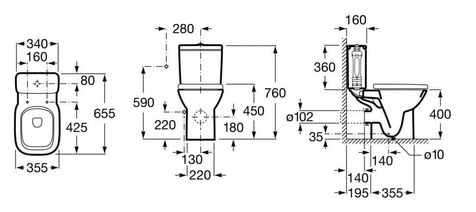Унитаз Roca Debba Горизонтальный Выпуск