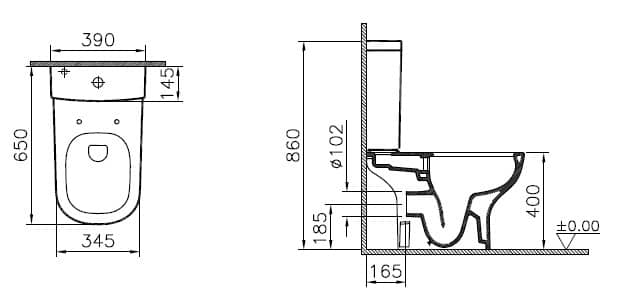 Унитаз Vitra D-Light Горизонтальный Выпуск Безободковый
