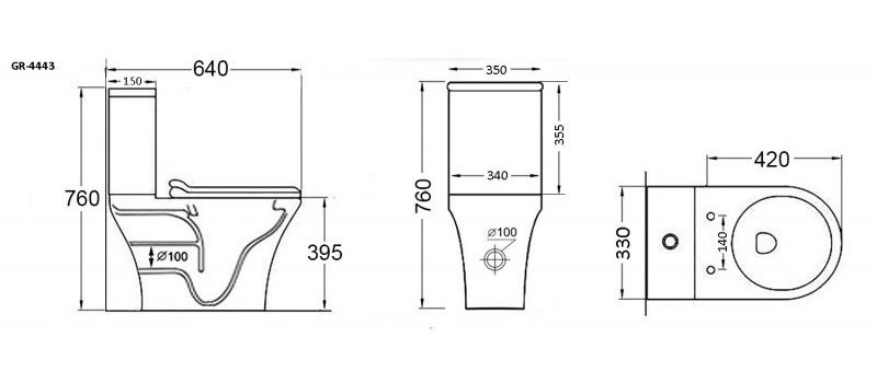 Унитаз Grossman GR-4443S Горизонтальный Выпуск Безободковый