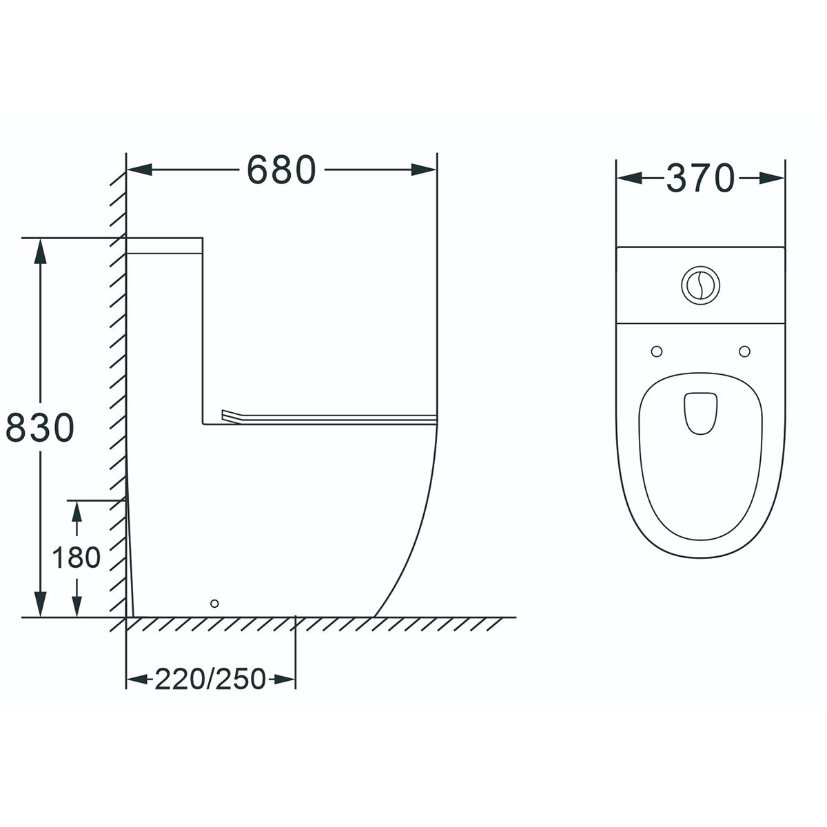 Унитаз Azario Morano AZ-1001MB Безободковый Выпуск Горизонтальный