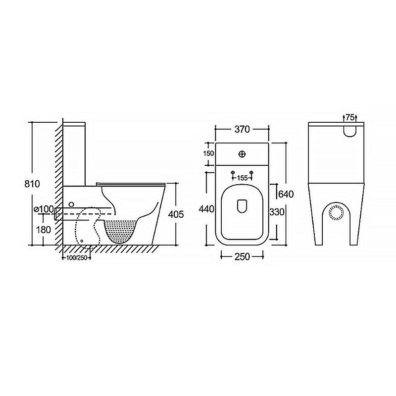 Унитаз Azario Black King AZ-8303D Горизонтальный Выпуск
