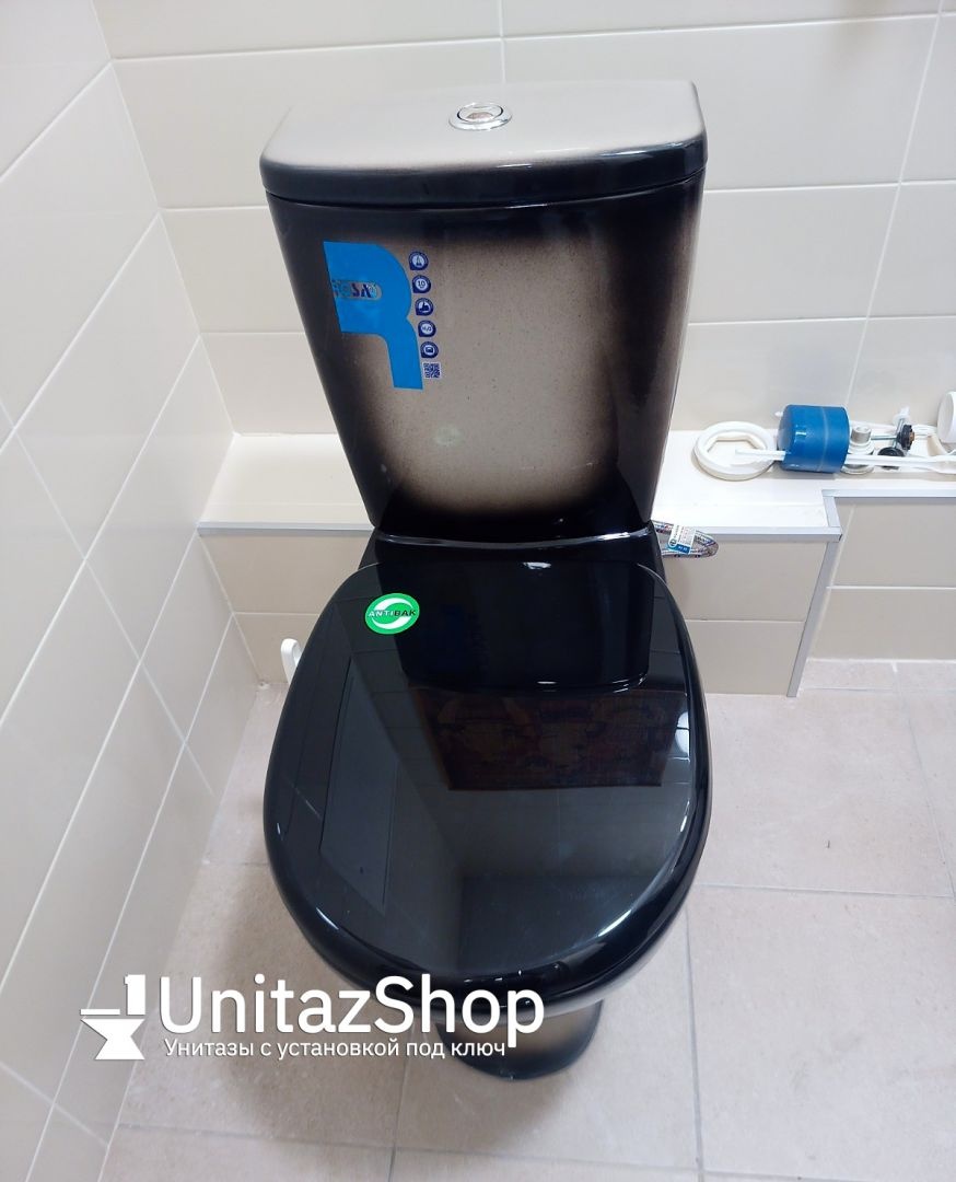 Унитаз Кировская Керамика Rosa Уют Черный Декор Выпуск Косой