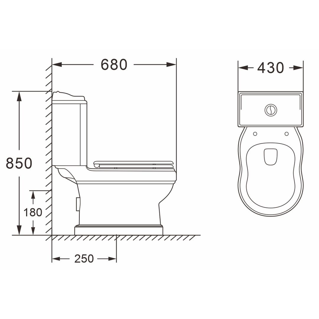 Унитаз Azario Loretti AZ-239 Безободковый Выпуск Горизонтальный