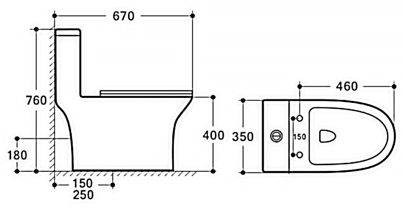 Унитаз Azario Terni AZ-8618 Безободковый Выпуск Горизонтальный