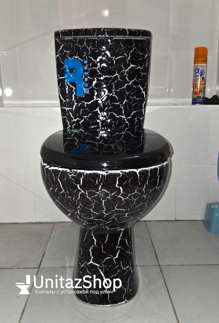 Унитаз Кировская Керамика Rosa Уют Черный Кракелюр