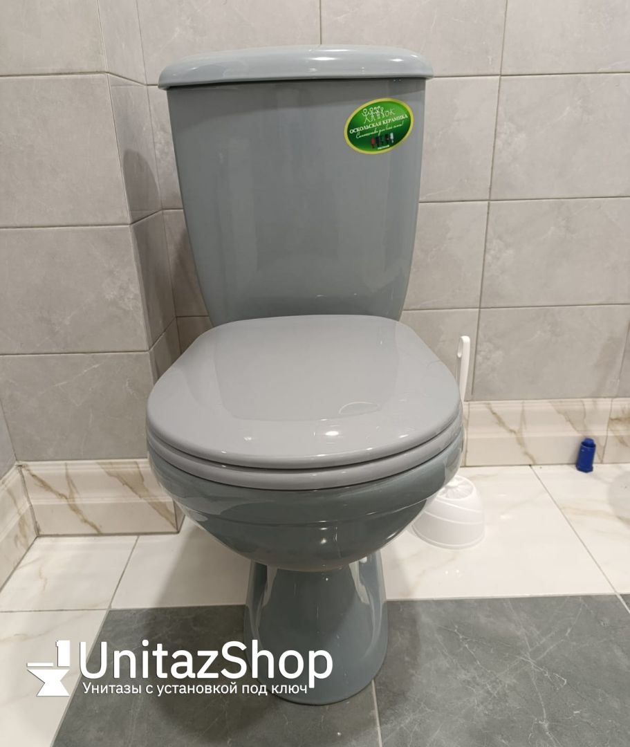 Унитаз Оскольская Керамика Суперкомпакт Серый Косой Выпуск