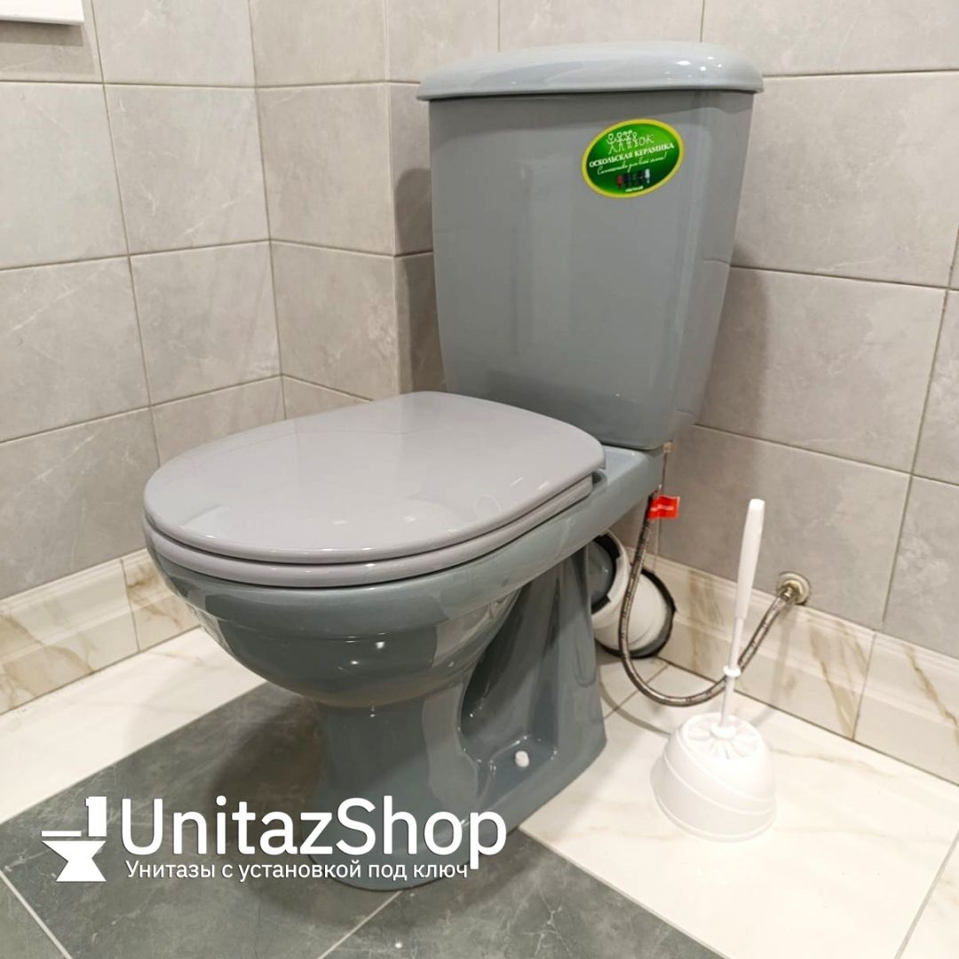 Унитаз Оскольская Керамика Суперкомпакт Серый Косой Выпуск