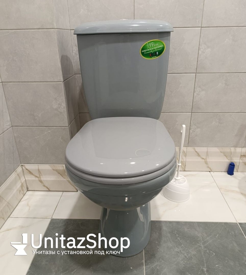 Унитаз Оскольская Керамика Суперкомпакт Серый Косой Выпуск