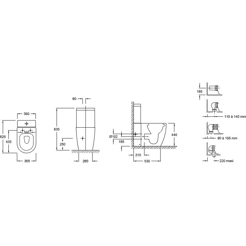 Унитаз Jacob Delafon Soprano Горизонтальный Выпуск