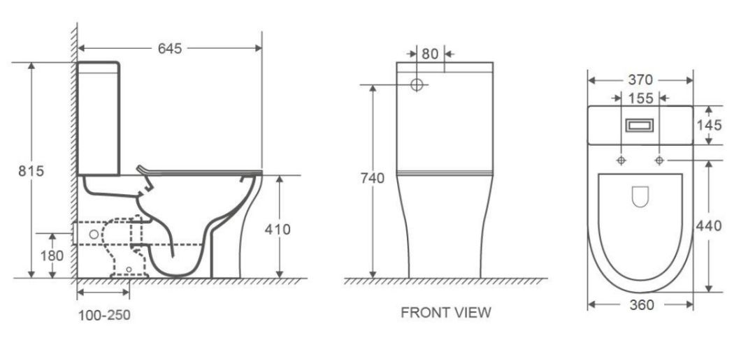Унитаз Azario Ambra AZ-848 Безободковый Выпуск Горизонтальный