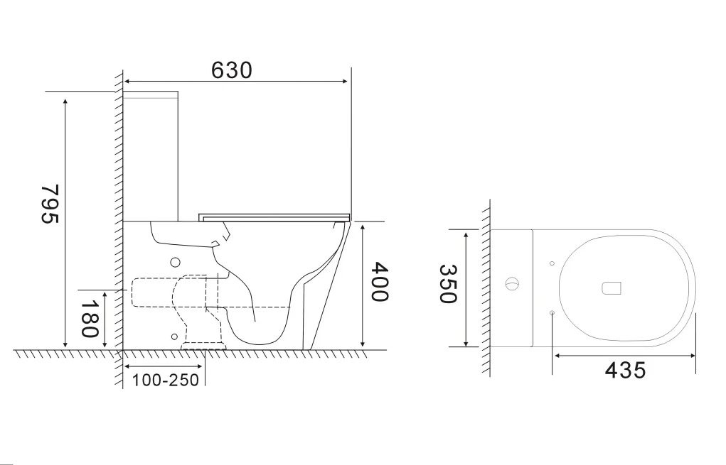 Унитаз Ceruttispa PIERA Tornado Горизонтальный Выпуск Безободковый