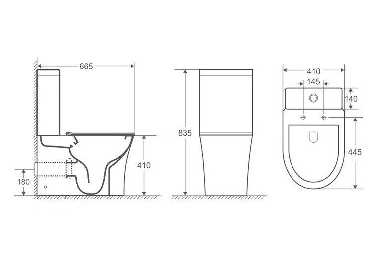 Унитаз Ceruttispa SANTA CT8916 Горизонтальный Выпуск Безободковый