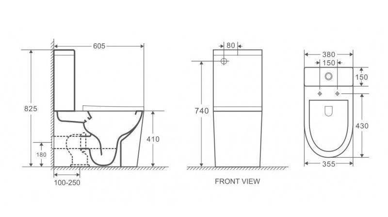 Унитаз Grossman GR-4450ВMS Черный Горизонтальный Выпуск Безободковый