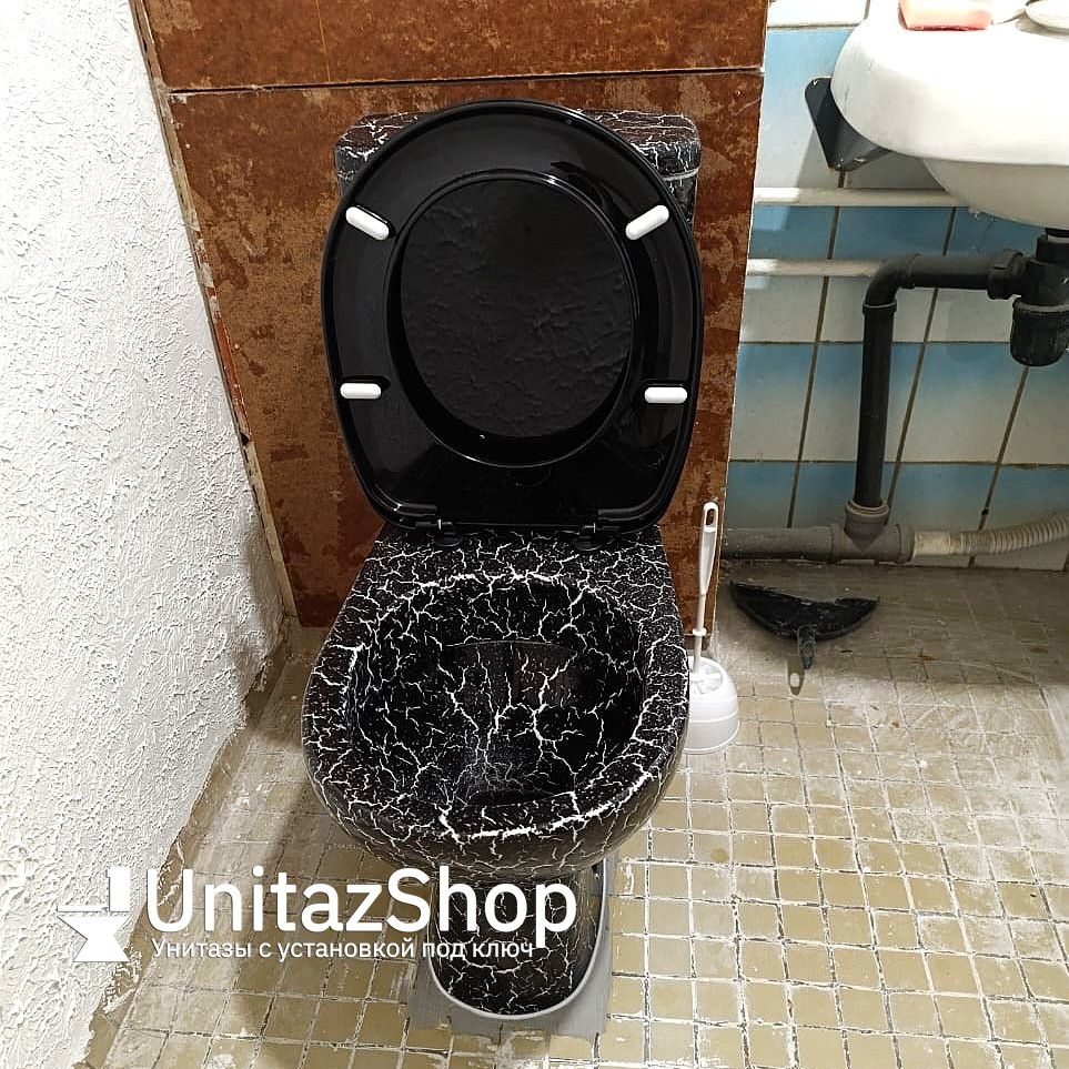 Унитаз Кировская Керамика Rosa Уют Черный Кракелюр