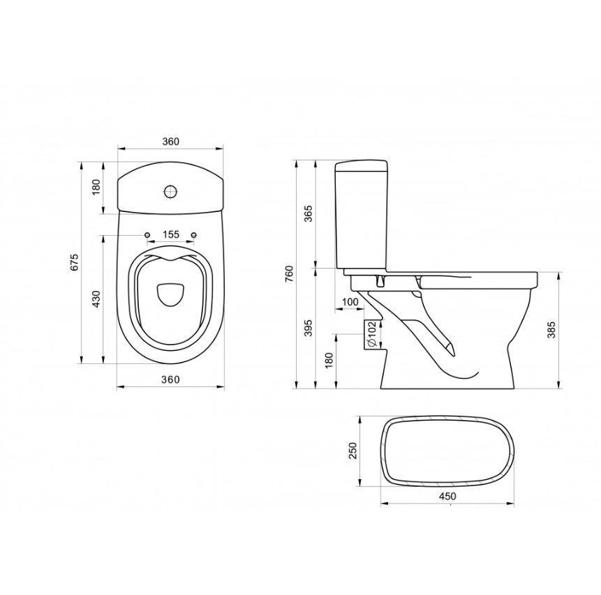 Унитаз Сантек Алькор Rimless Безободковый Горизонтальный Выпуск