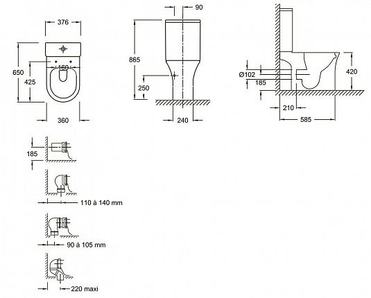 Унитаз Jacob Delafon Aleo Горизонтальный Выпуск