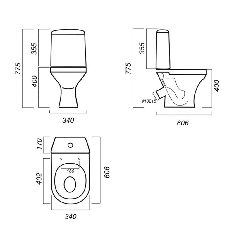 Унитаз Sanita Аттика Эконом Косой Выпуск