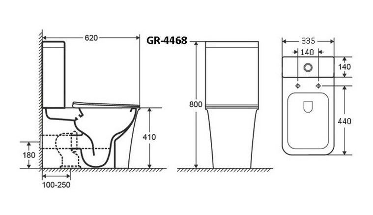 Унитаз Grossman Galaxy GR-4468S Горизонтальный Выпуск Безободковый